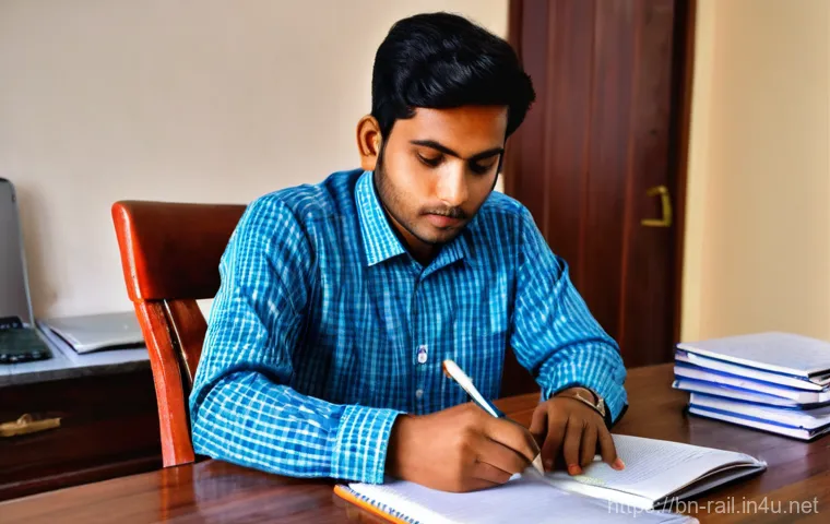 철도기사와 관련된 공기업 취업 정보 - **Prompt:** A focused young Bangladeshi man in his late 20s, wearing a neat casual shirt, intensely ...