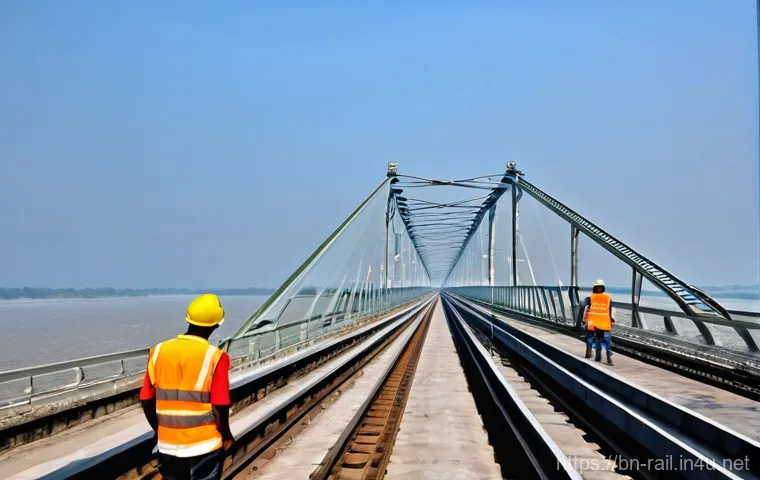 철도 용어 사전 - **Prompt:** A dynamic scene at a busy Bangladeshi railway junction during the late afternoon. A powe...