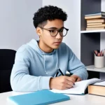 철도기사 시험 준비 자료 추천 - **Prompt:** A young adult, male or female of diverse ethnicity, is diligently studying at a well-lit...