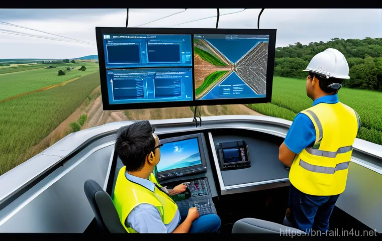철도 유지보수 필수 장비 - **Modern Railway Track Inspection in Action:** A vibrant, high-definition image capturing a state-of...