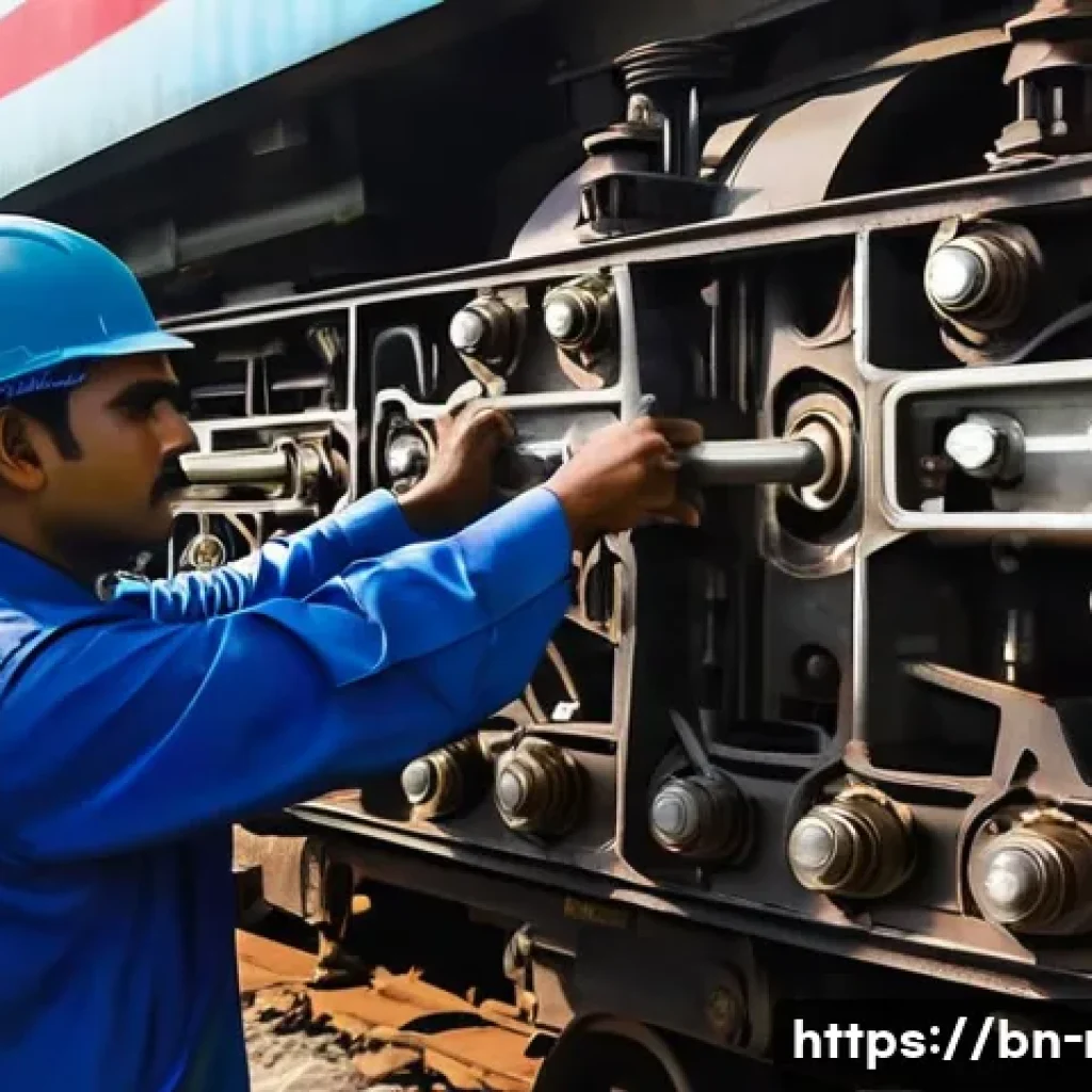 철도 차량 고장 진단 사례 - A detailed close-up of a modern railway engine’s mechanical components showing pistons, belts, and g...